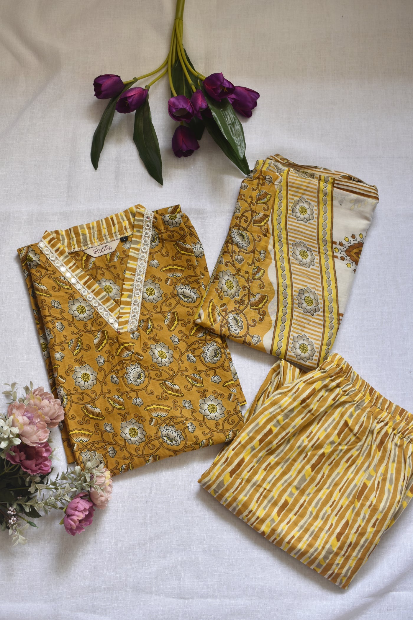 Suryanshi Floral Harmony Kurti Pant Set with Dupatta