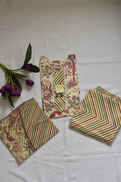 Vanya Chevron Kurti Pant Set with Dupatta