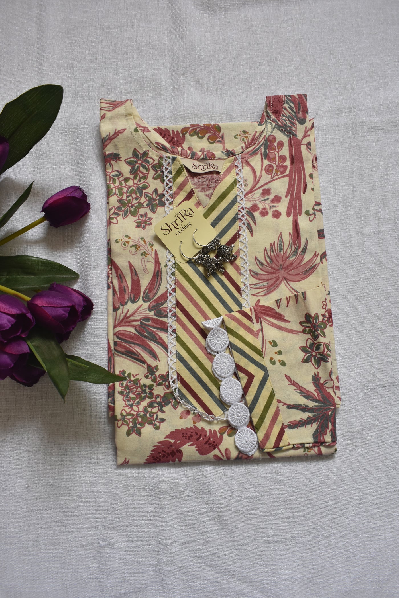 Vanya Chevron Kurti Pant Set with Dupatta