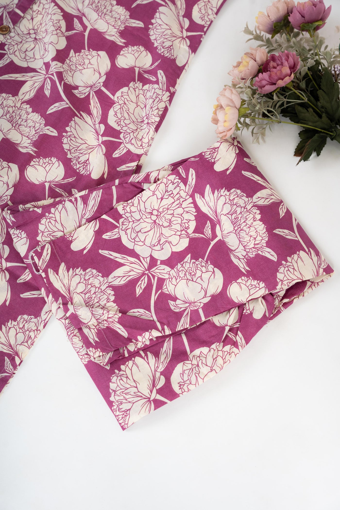 Mulberry Bloom Shirt Collar Comfort Co-ord sets