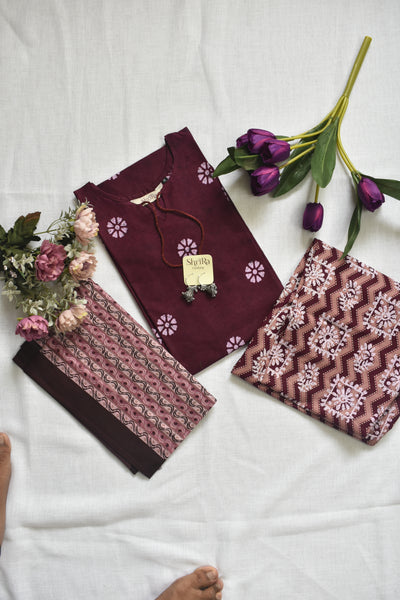 Mridula Maroon Melody Kurti Pant Set with Dupatta