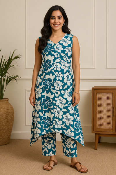 Teal Petal Harmony Co-ord Set