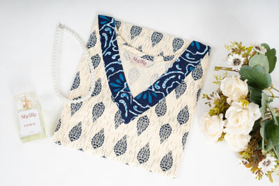 Ivory Indigo Bloom Short Top