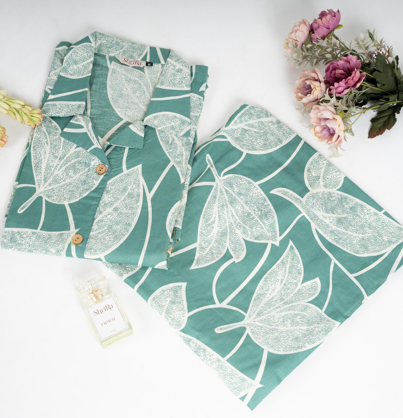 Mint Leaf Apple Cut Collar Top and Palazzo Pant Co-ord set