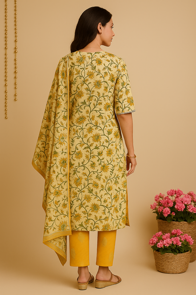 Swarna Pushp Kurti Pant Set with Dupatta