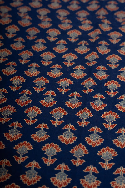 Midnight Blossom Ajrakh Print Dress