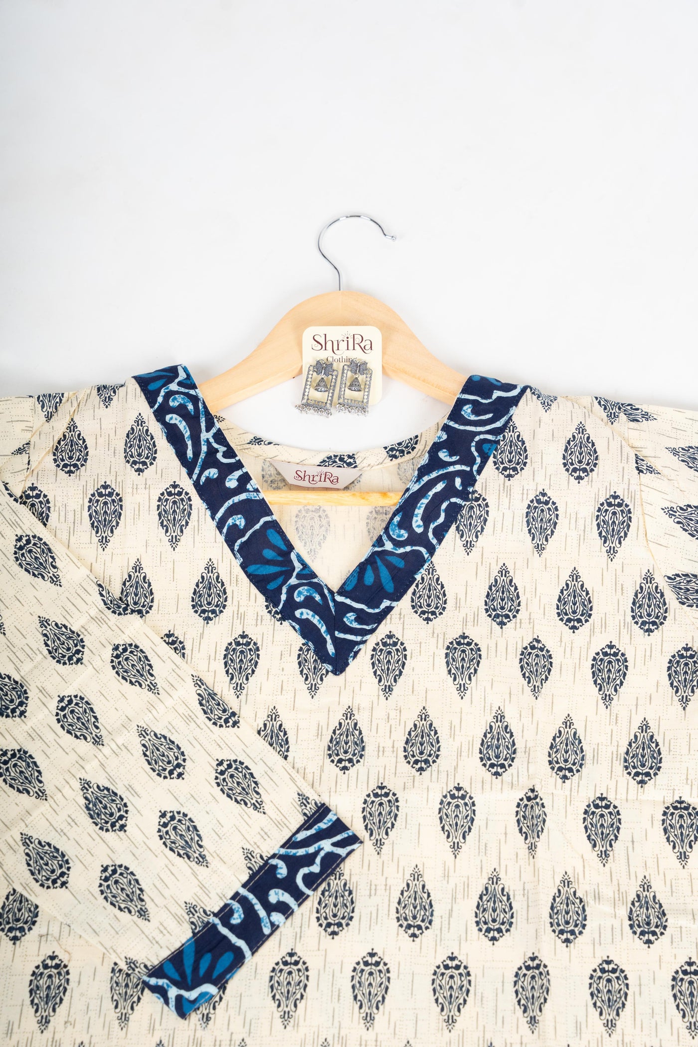 Ivory Indigo Bloom Short Top