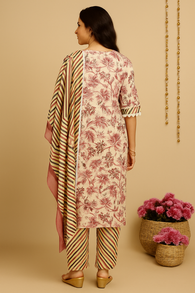 Vanya Chevron Kurti Pant Set with Dupatta