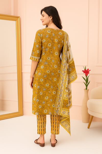 Suryanshi Floral Harmony Kurti Pant Set with Dupatta