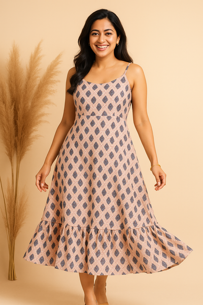 Serene Petals Ruffle Dress