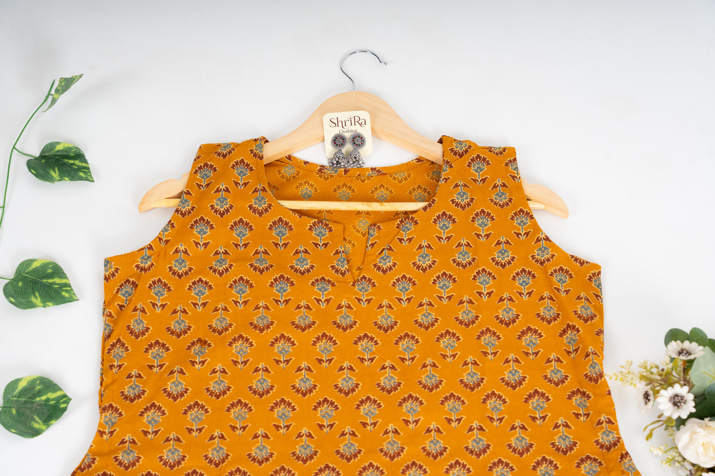 Mustard Meadow Muse Ajrakh Print Dress