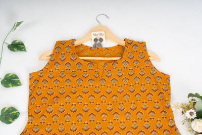 Mustard Meadow Muse Ajrakh Print Dress