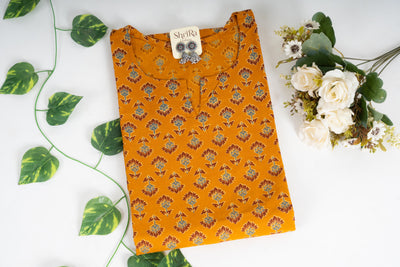 Mustard Meadow Muse Ajrakh Print Dress