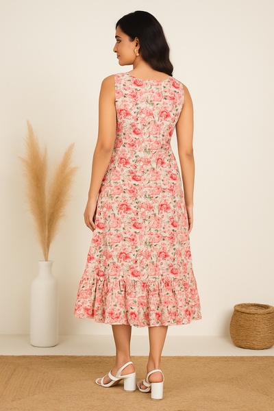 Rose Bloom Ruffle Dress