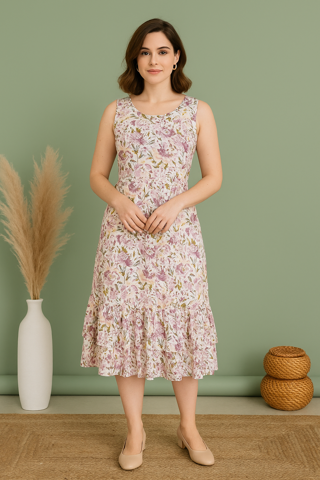 Lavender Floral Flare Dress