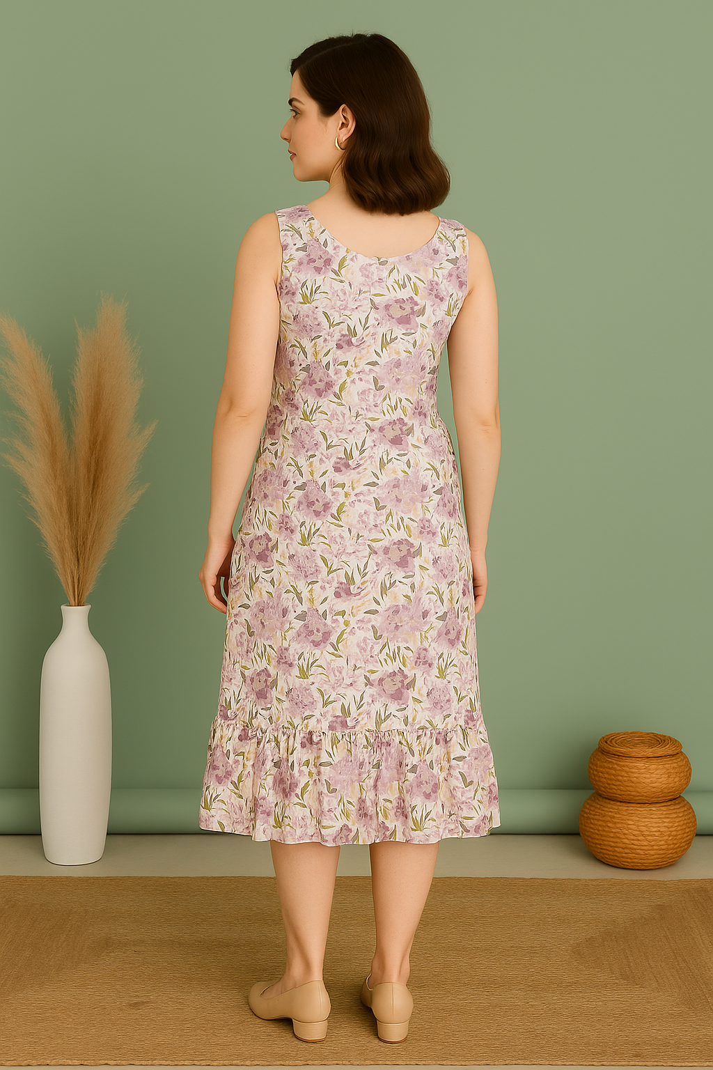 Lavender Floral Flare Dress