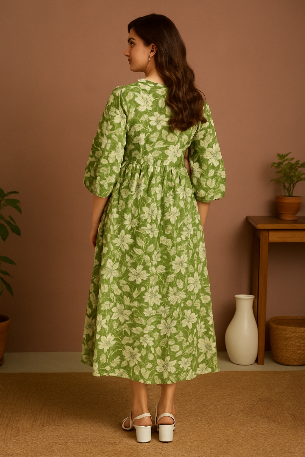 Verdant Bloom Flared Dress