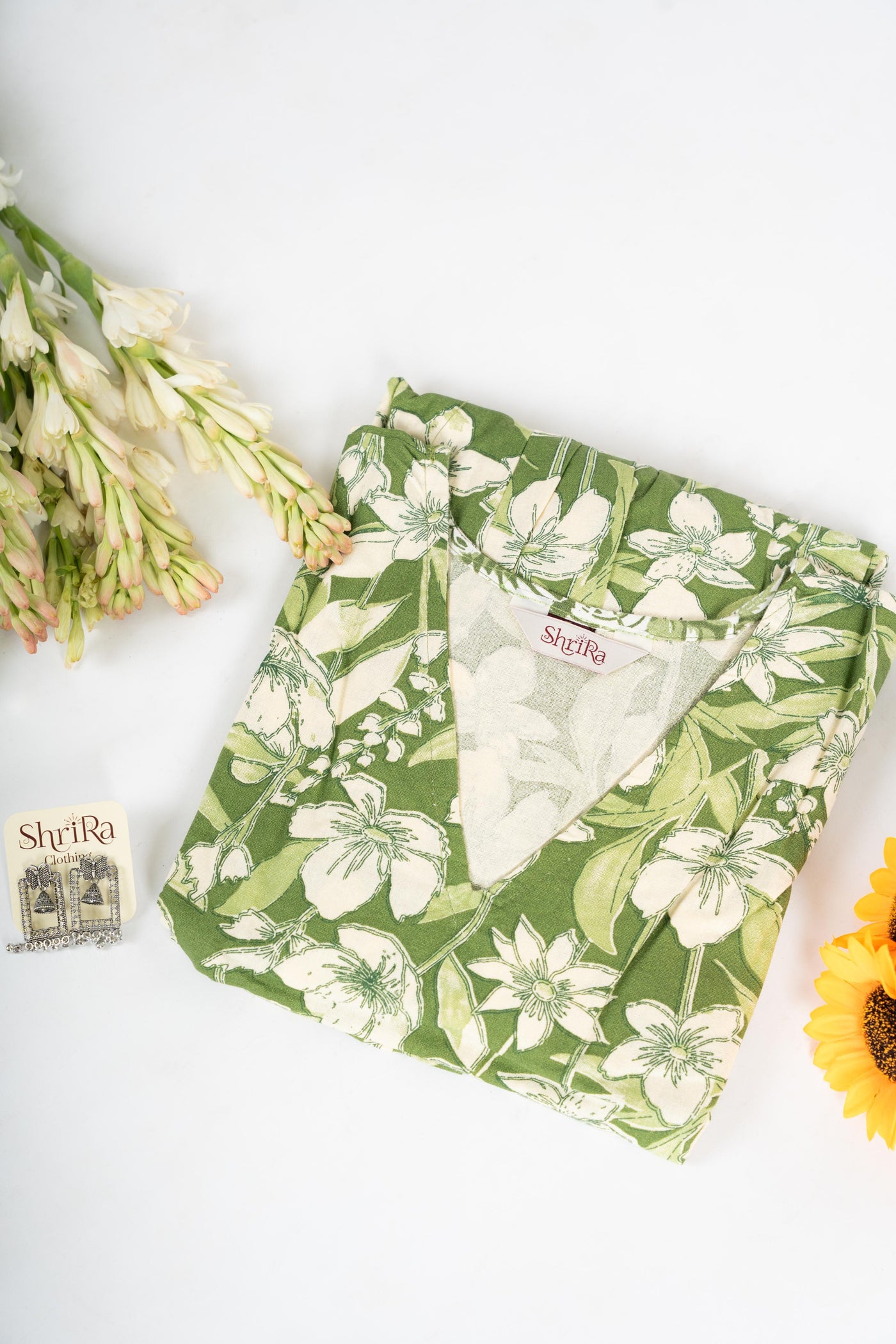 Verdant Bloom Flared Dress