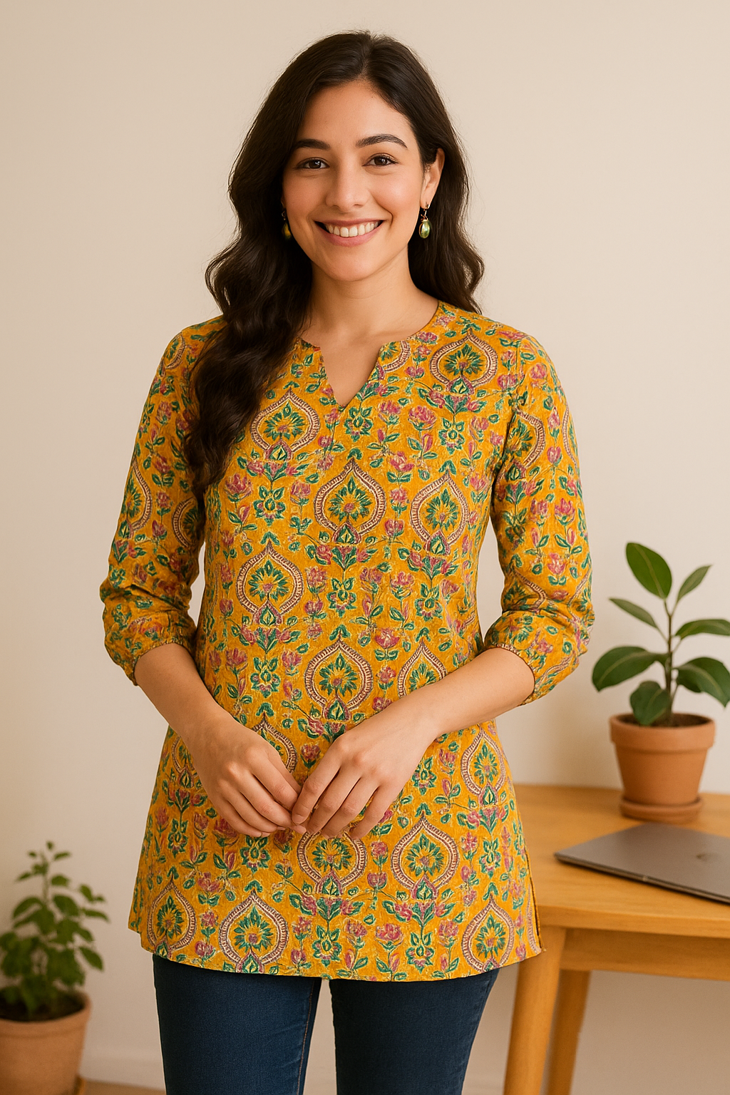 Amber Paisley Pop Short Top