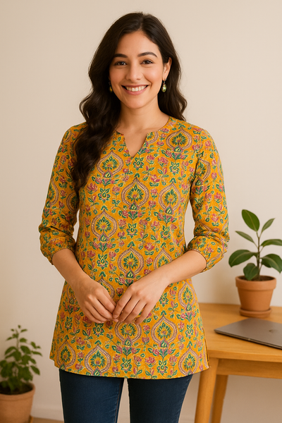 Amber Paisley Pop Short Top