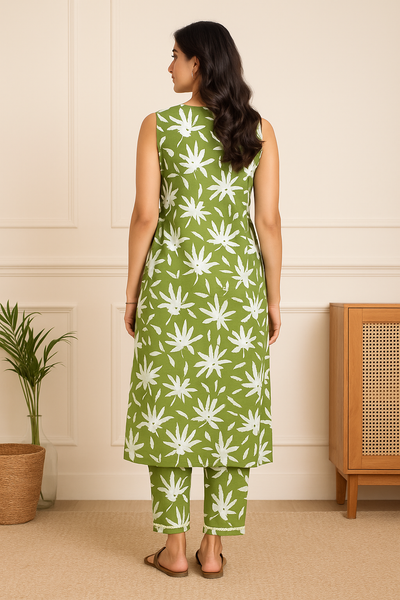 Matcha Muse V Neck Sleeveless Co-ord Set