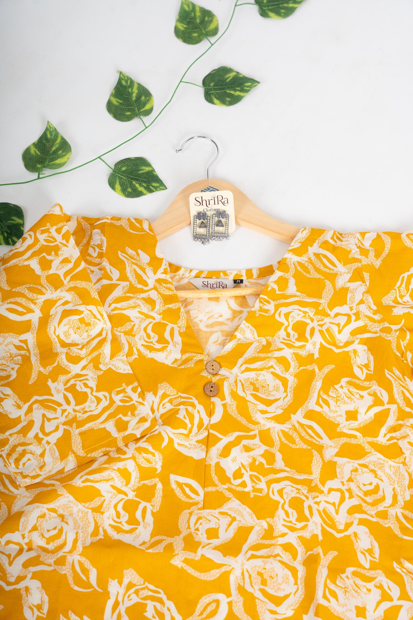 Sunlit Rose V Neck Centre Box Pleat Co-ord Set