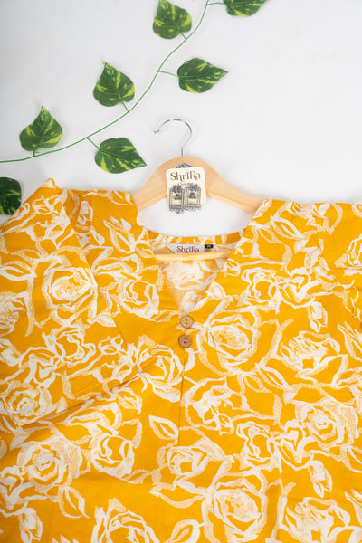 Sunlit Rose V Neck Centre Box Pleat Co-ord Set