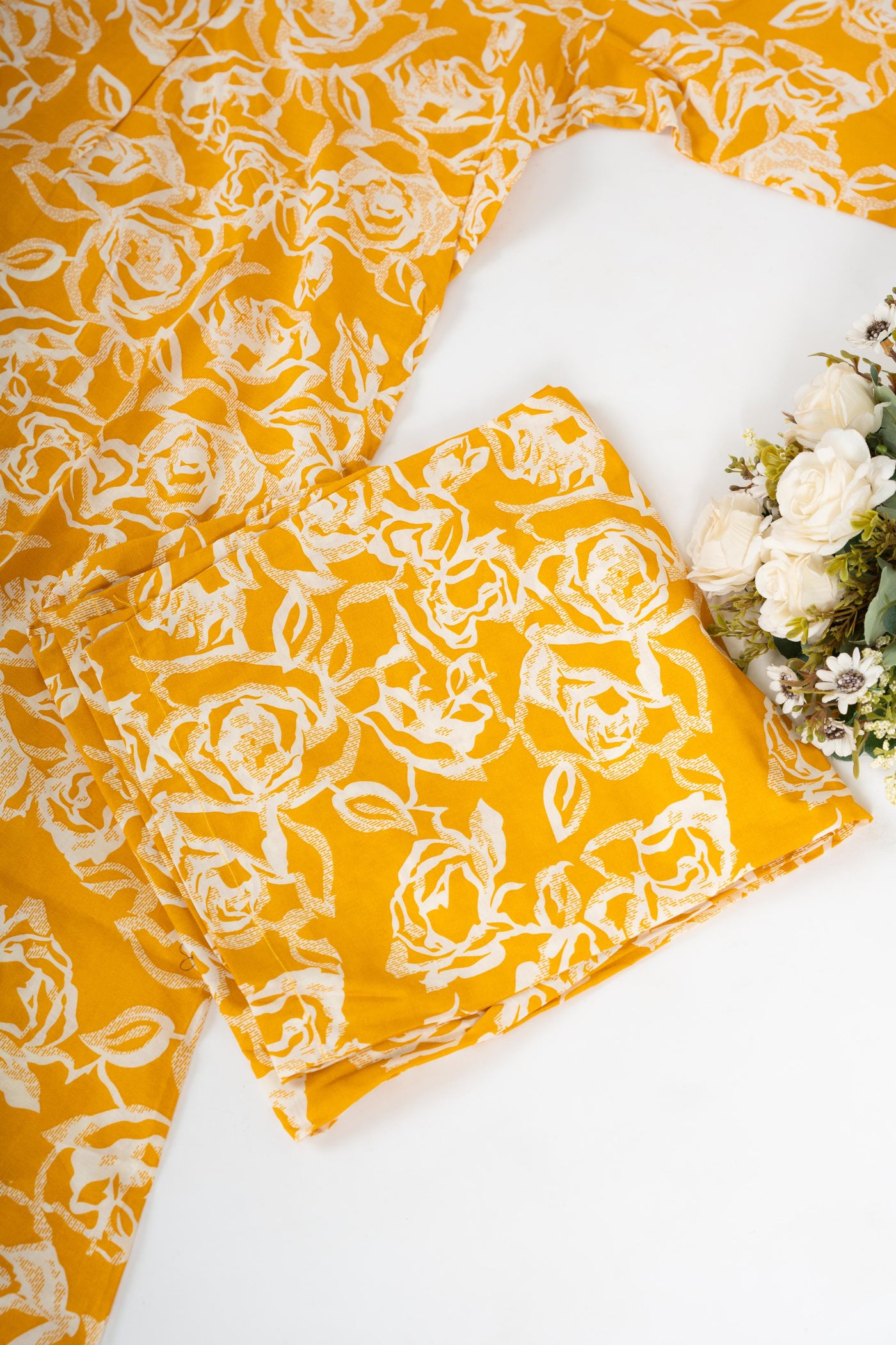 Sunlit Rose V Neck Centre Box Pleat Co-ord Set