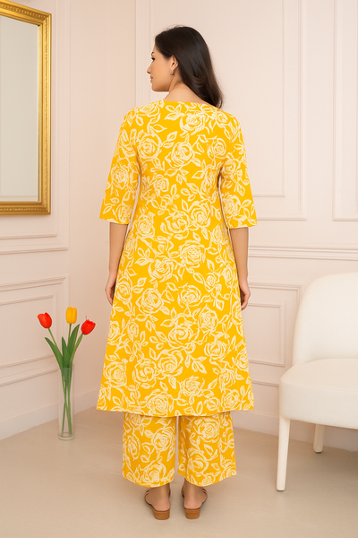 Sunlit Rose V Neck Centre Box Pleat Co-ord Set