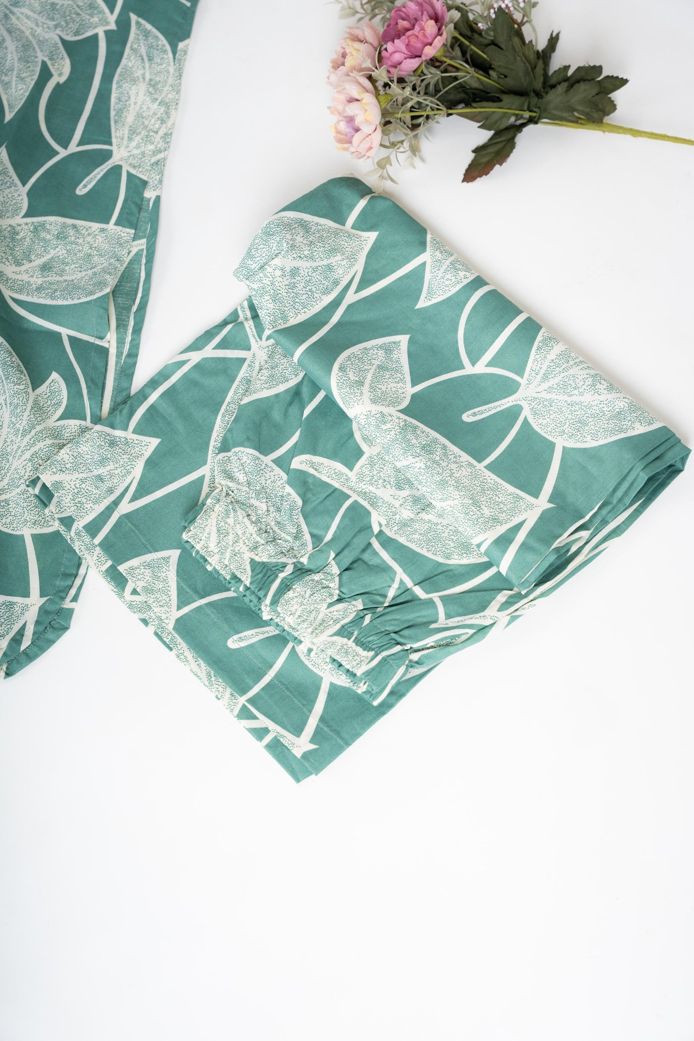 Mint Leaf Apple Cut Collar Top and Palazzo Pant Co-ord set