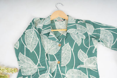 Mint Leaf Apple Cut Collar Top and Palazzo Pant Co-ord set