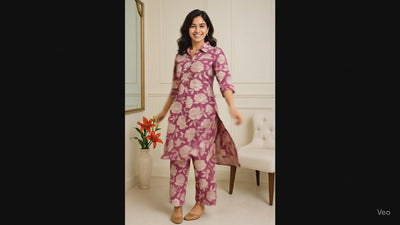 Mulberry Bloom Shirt Collar Comfort Co-ord sets