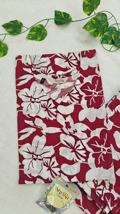 Crimson Flora Cotton Co-ord Set
