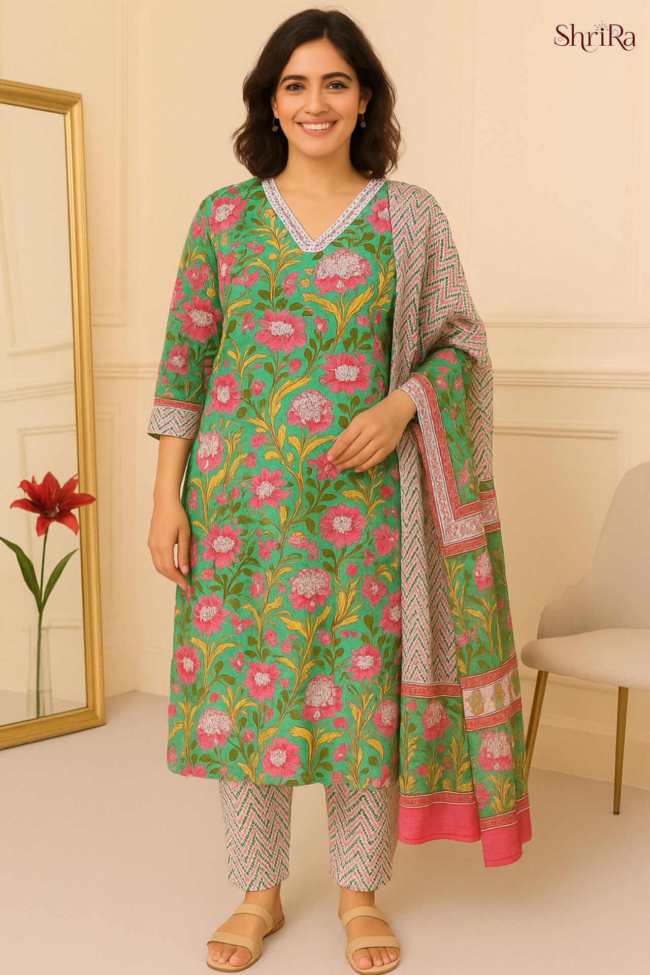 Harita Pushp Blossom Kurti Pant Set with Dupatta