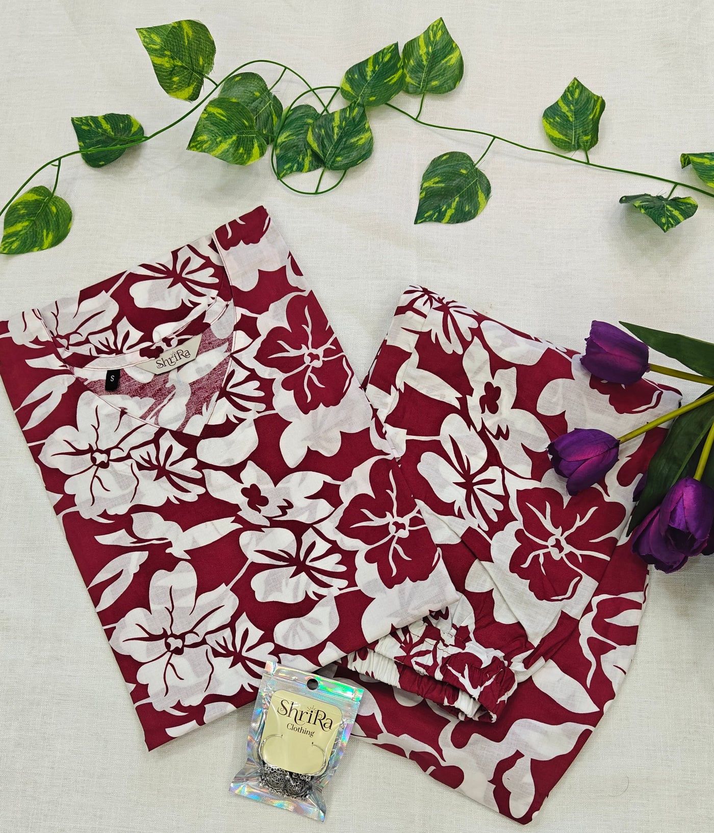 Crimson Flora Cotton Co-ord Set